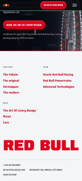 The footer on a phone, with the chapter index stacked into two columns